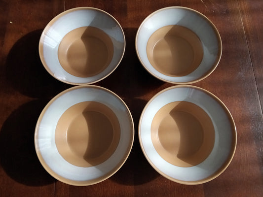 4 piece beige stoneware bowl set