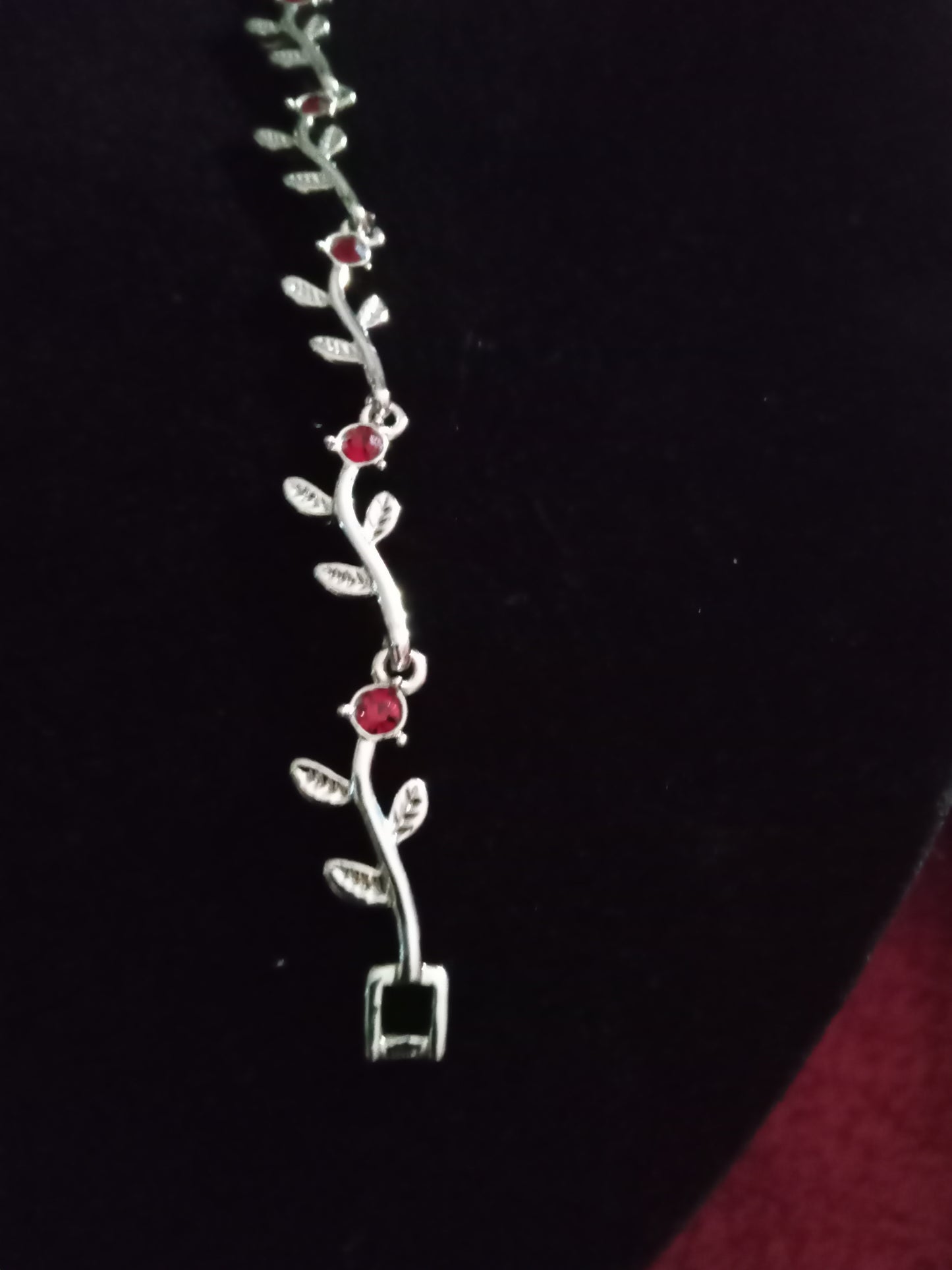 Silver tone red ruby stone bracelet