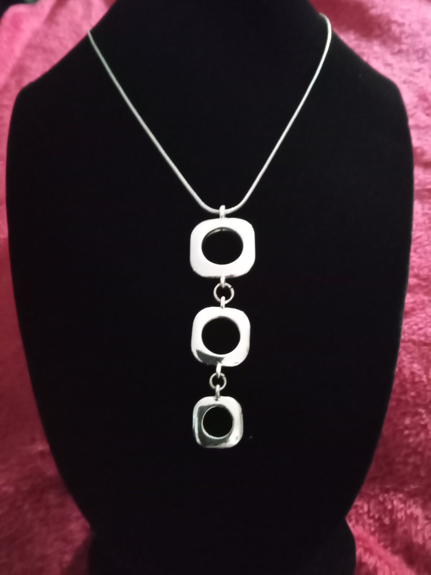 Genuine Triple Pendant Silver Necklace